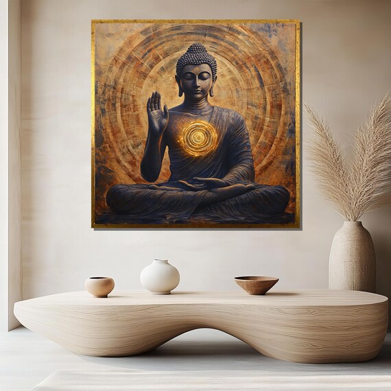 Radiant Buddha Painting, Spiritual Zen Abstract