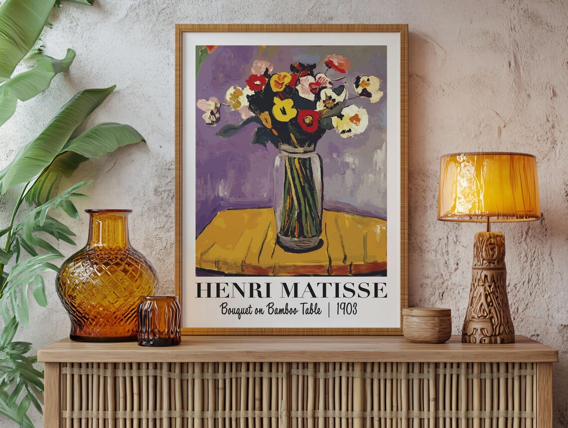 Henri Matisse Bouquet on Bamboo Table 1903 Floral Art Poster - Image 2