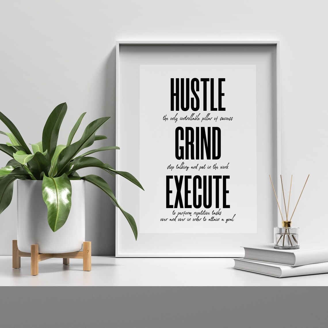 Hustle Grind Execute Prints Minimalist Office Decor Wall Art Modern Decor Hustle Poster Inspirational Quotes Entrepreneur Gift - Image 5