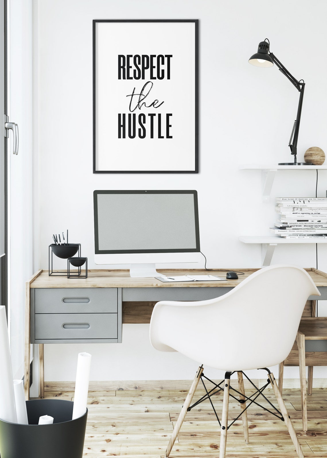 Respect The Hustle Bold Type Script Mixed Typography Office Poster - Image 3