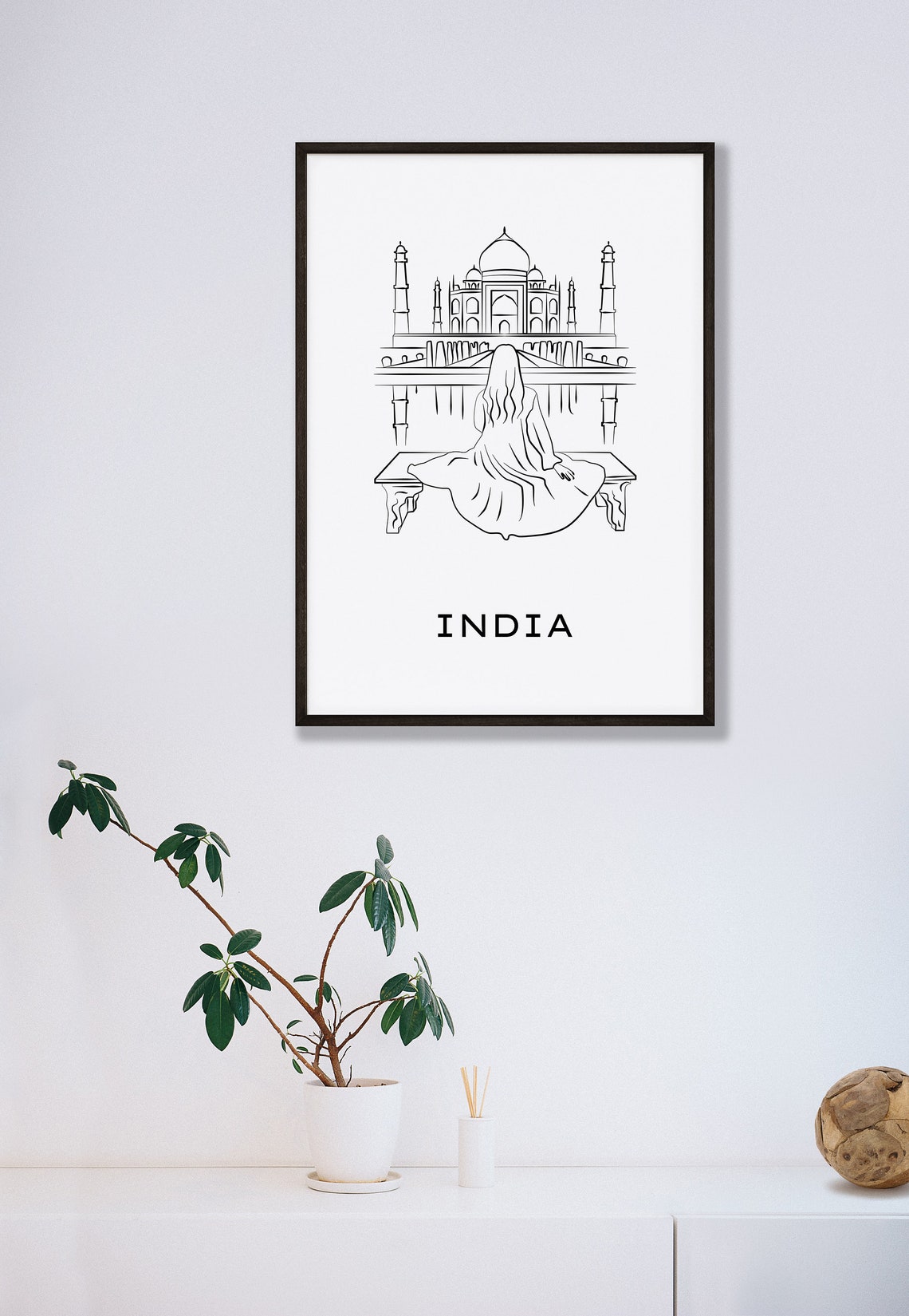 India Taj Mahal Line Art Poster Minimalist Travel Wall Decor - Image 4