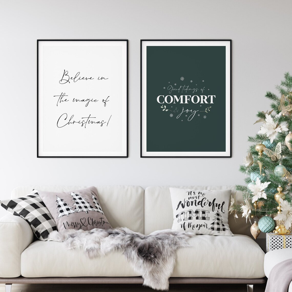Good Tidings of Comfort and Joy Dark Green Christmas Quote Poster - Image 3
