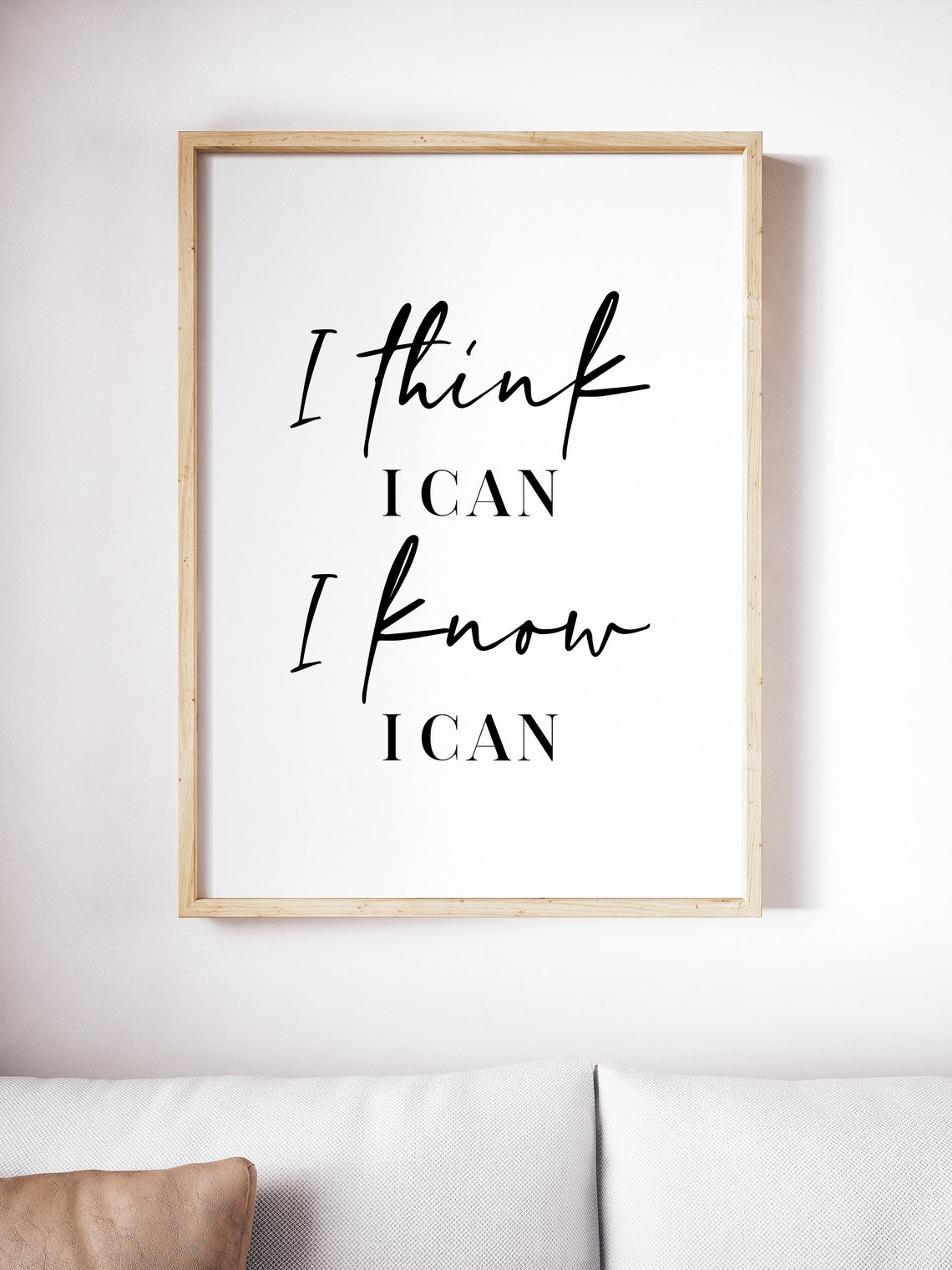 I Think I Can I Know I Can Bold Script Motivational Affirmation Poster - Image 4