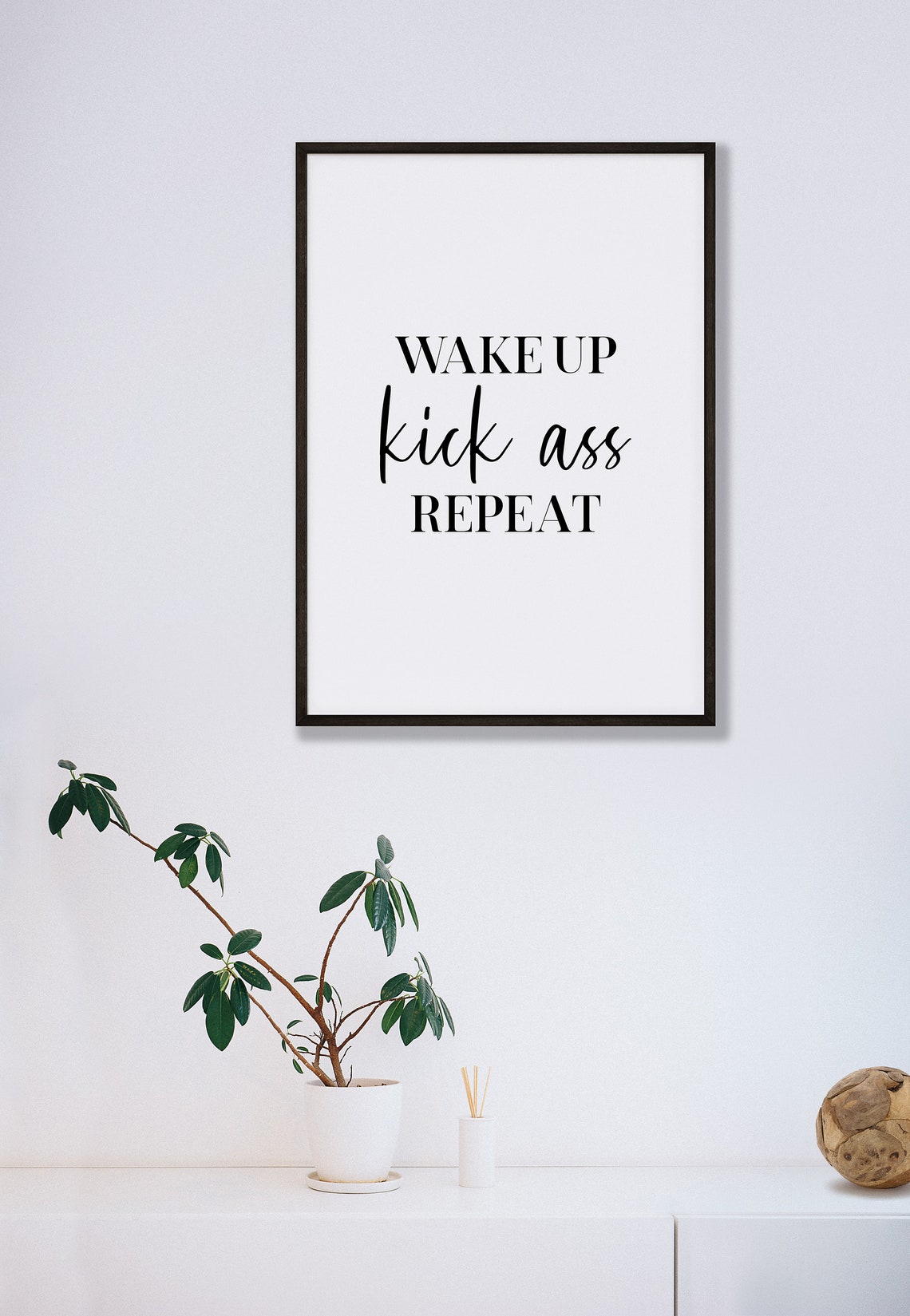 Wake Up Kick Ass Repeat Bold Motivational Morning Desk Poster - Image 3