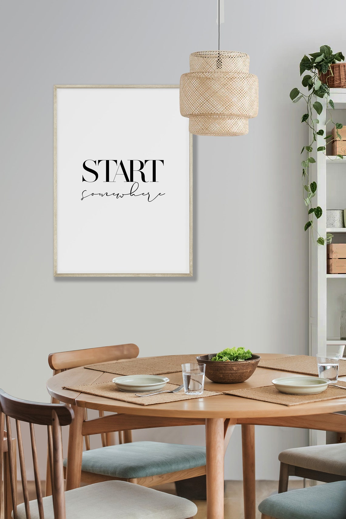 Start Somewhere Quote Print Motivational Mixed Typography Wall Decor - Image 2