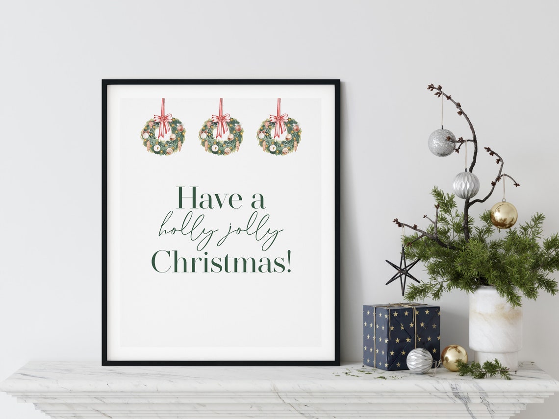 Have A Holly Jolly Christmas Watercolor Hanging Wreath Poster - Image 3