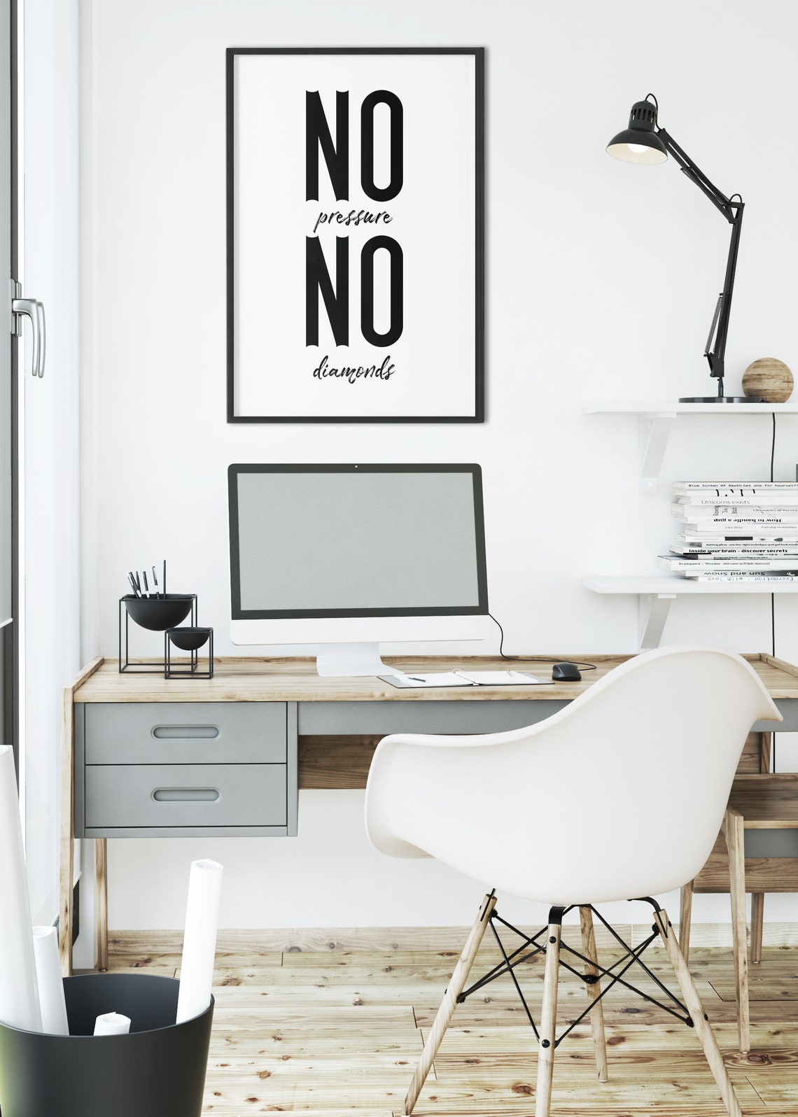 No Pressure No Diamonds Motivational Poster Inspirational Wall Decor - Image 4