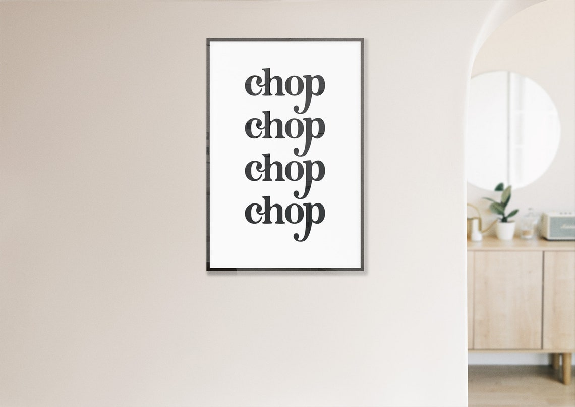 Chop Chop Retro Stacked Fun Kitchen Cooking Typography Wall Poster - Image 3