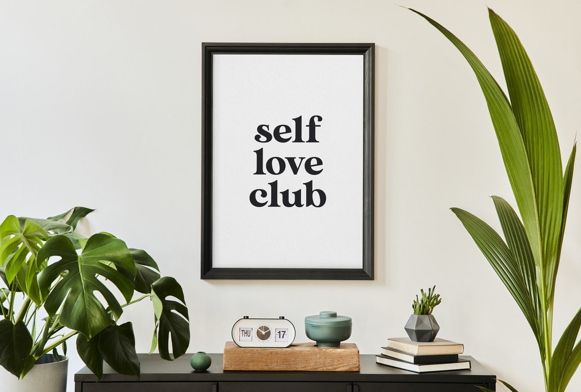 Self Love Club Positive Affirmation Black Typography Wall Poster - Image 2