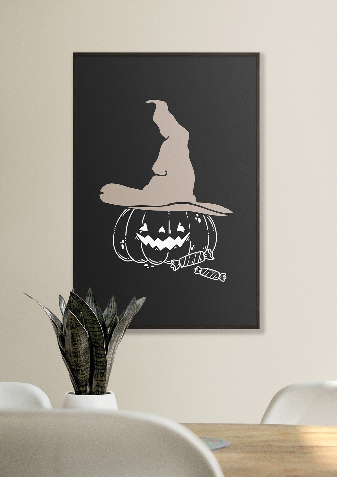 Jack O Lantern Pumpkin Witch Hat Candy Minimalist Halloween Poster - Image 5