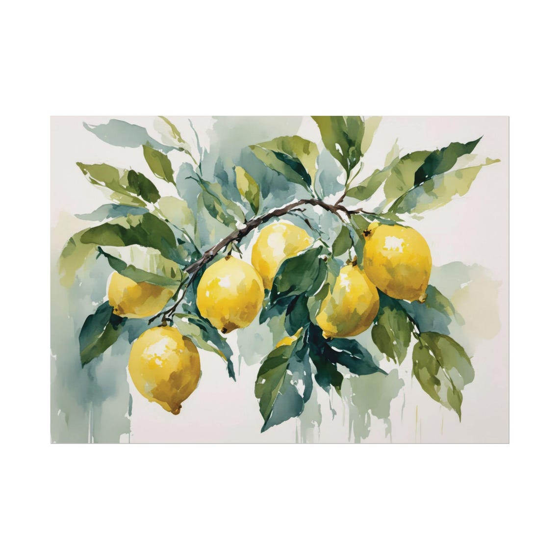 Lemon Tree Branch Watercolor Botanical Citrus Orchard Fruit Poster