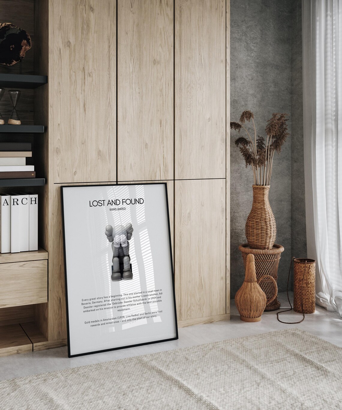 KAWS Lost and Found Grey Companion Figure Minimalist Art Poster - Image 2