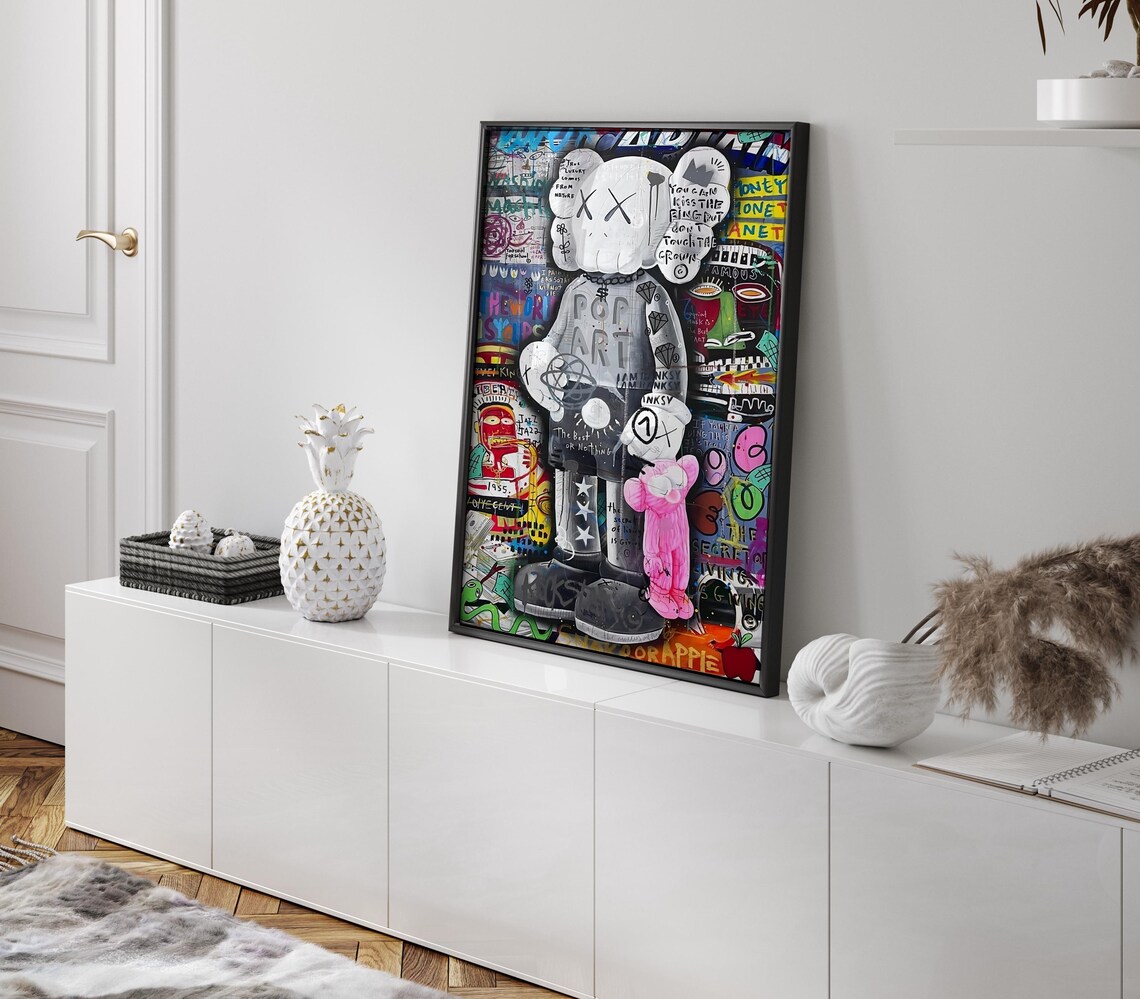 KAWS Grey Companion Colorful Graffiti Pop Art Street Style Poster - Image 3