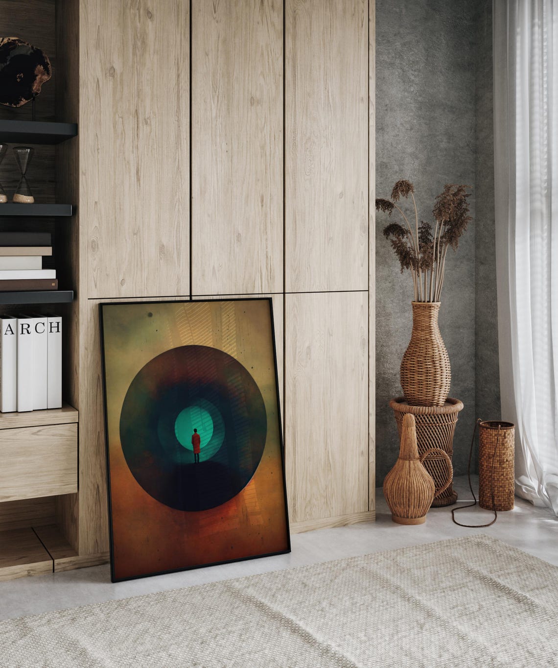 Surreal Tunnel Vortex With Lone Figure Moody Abstract Wall Art - Image 3