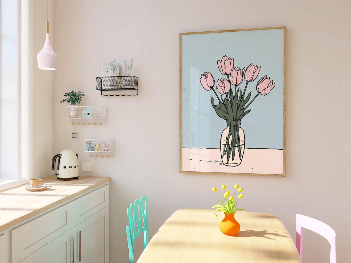 Bouquet Of Flowers Art, Minimalistic Floral Decor - Image 2