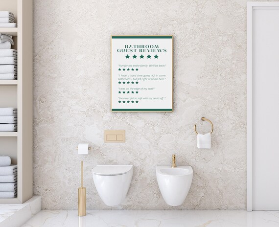 Bathroom Guest Reviews Five Star Funny Toilet Humor Decor Poster