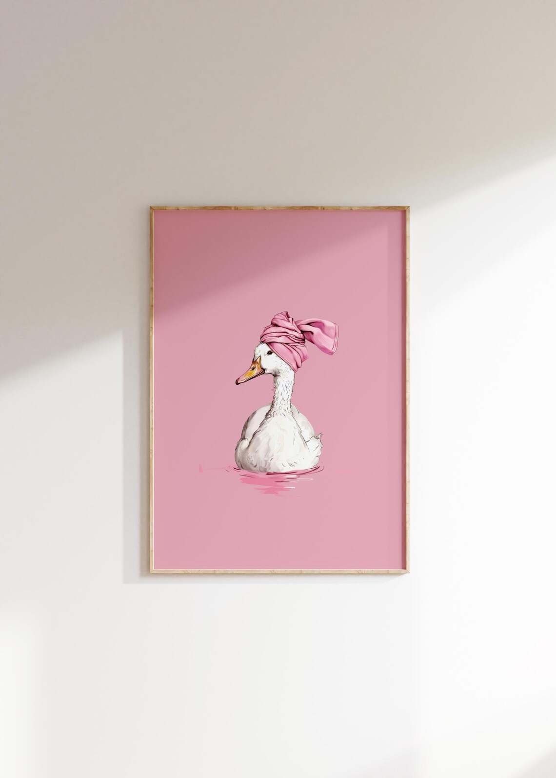 Swimming Duck In Towel, Cute Nursery Art Print