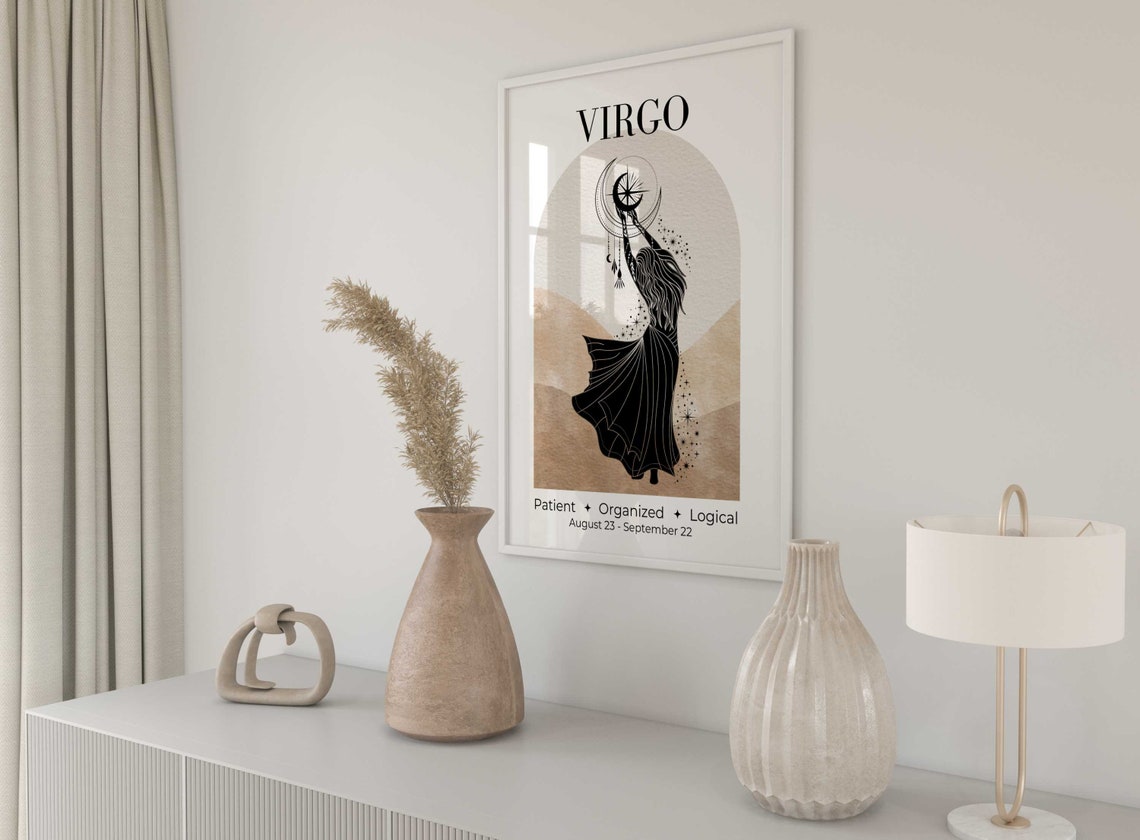 Virgo Zodiac Goddess Moon Celestial Traits Astrology Wall Art - Image 3