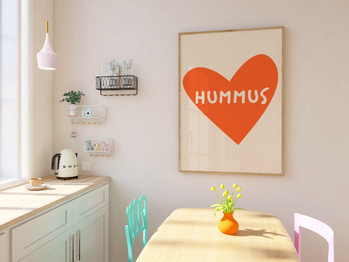 Funky Kitchen Hummus Poster, Middle Eastern Food Art - Image 3