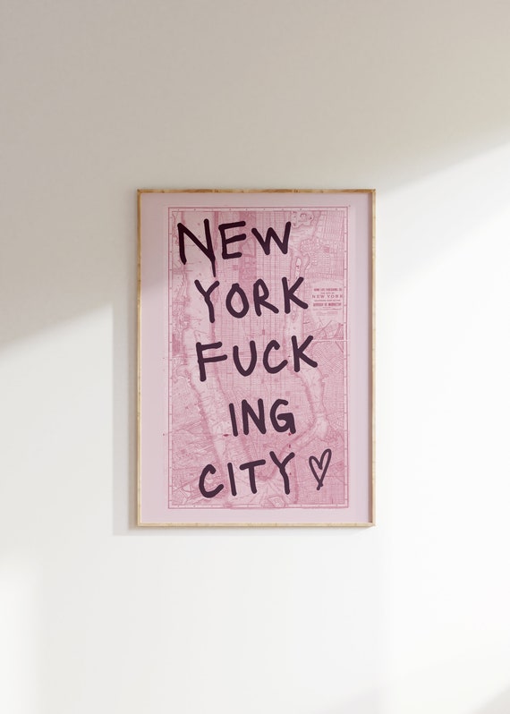 New York City Map Print, Trendy Blush Pink