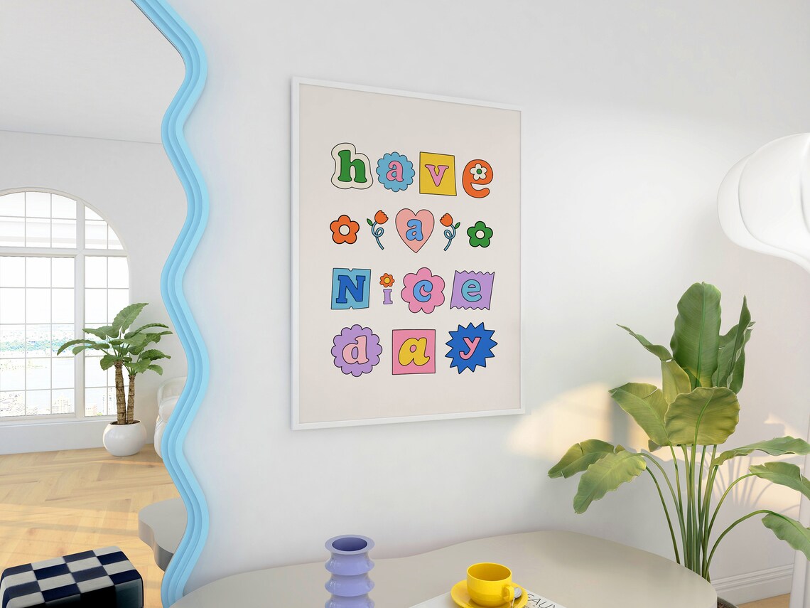 Have A Nice Day Cute Retro Floral Art Print - Image 2