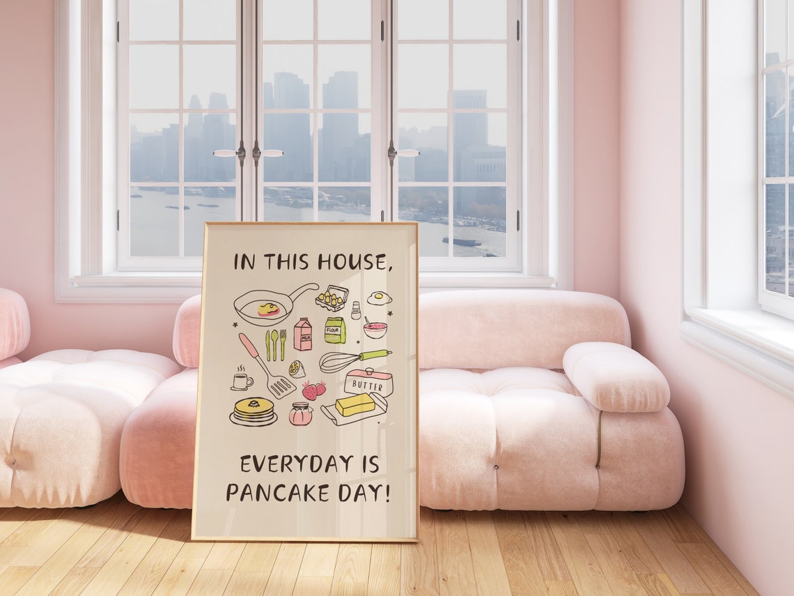 In This House Everyday Is Pancake Day Colorful Kitchen Art Poster - Image 2