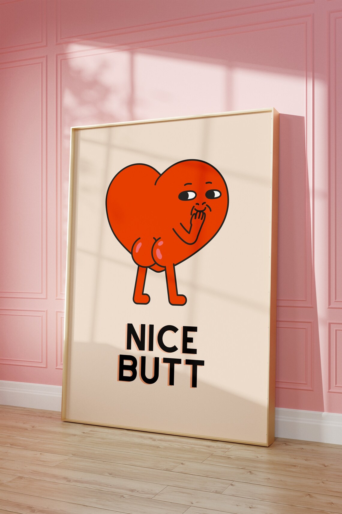 Funny Nice Butt Retro Heart Bathroom Wall Art Print - Image 2