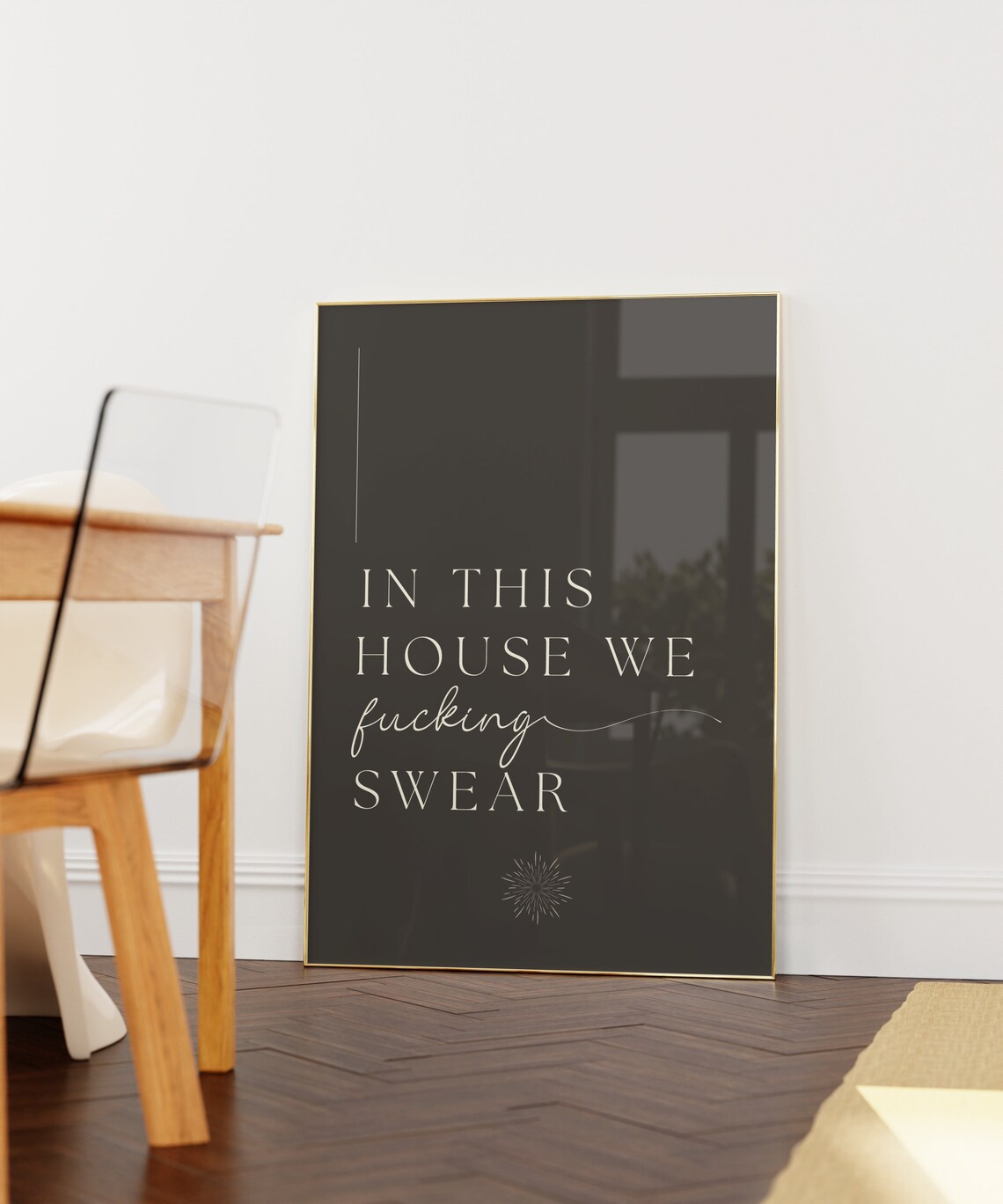 In This House We Swear Elegant Dark Family Rules Quote Poster