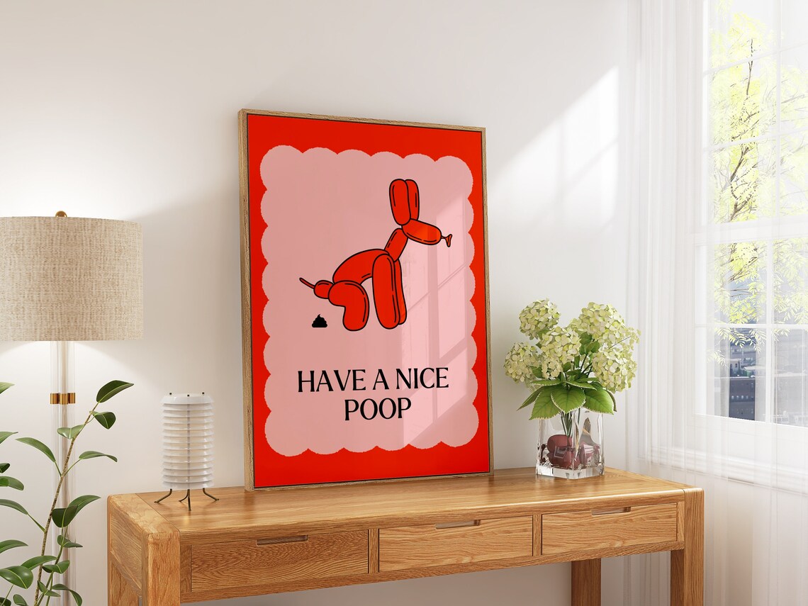 Have A Nice Poop Balloon Dog Bathroom Art Print - Image 2