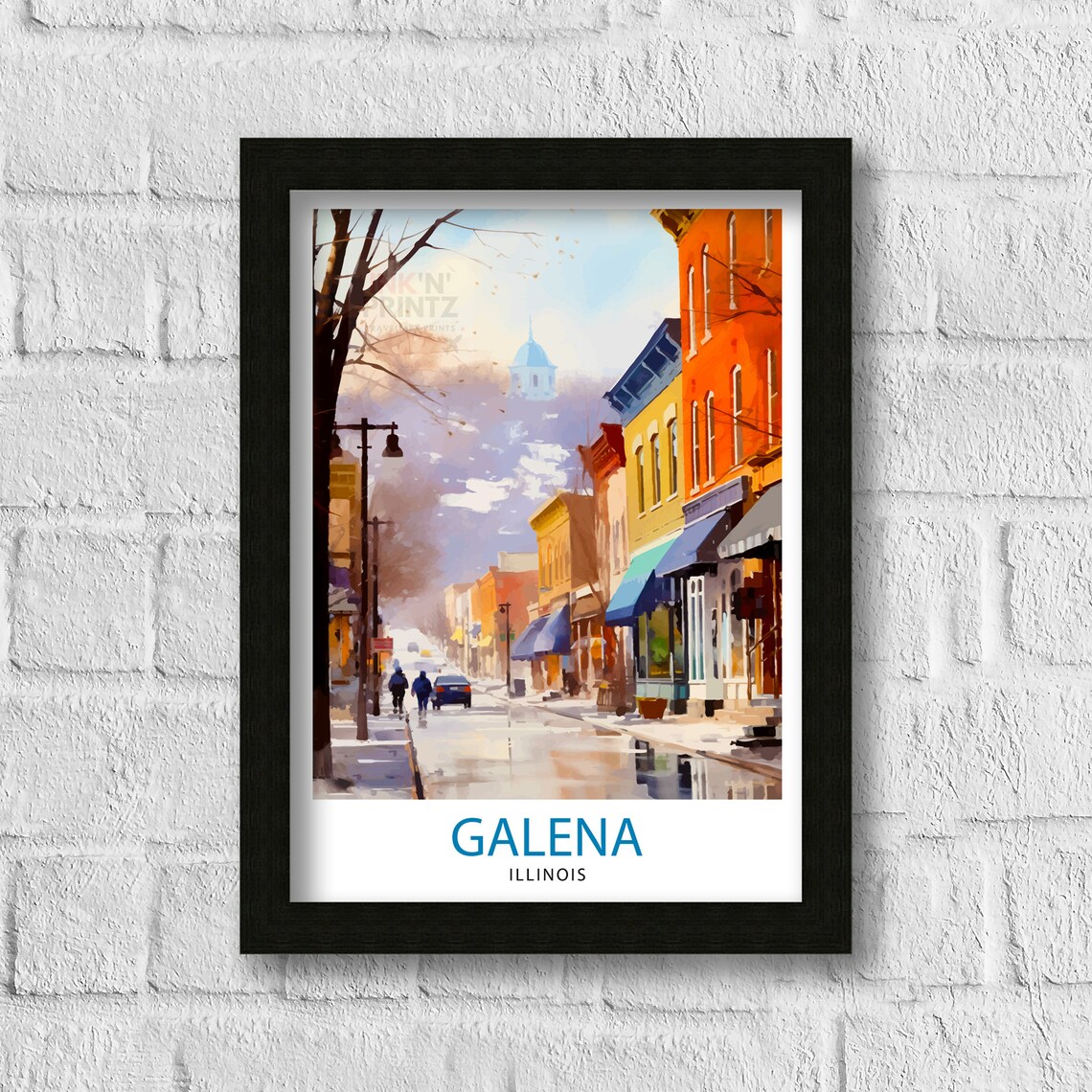 Galena Illinois Historic Main Street Winter Snowy Scene Poster - Image 3
