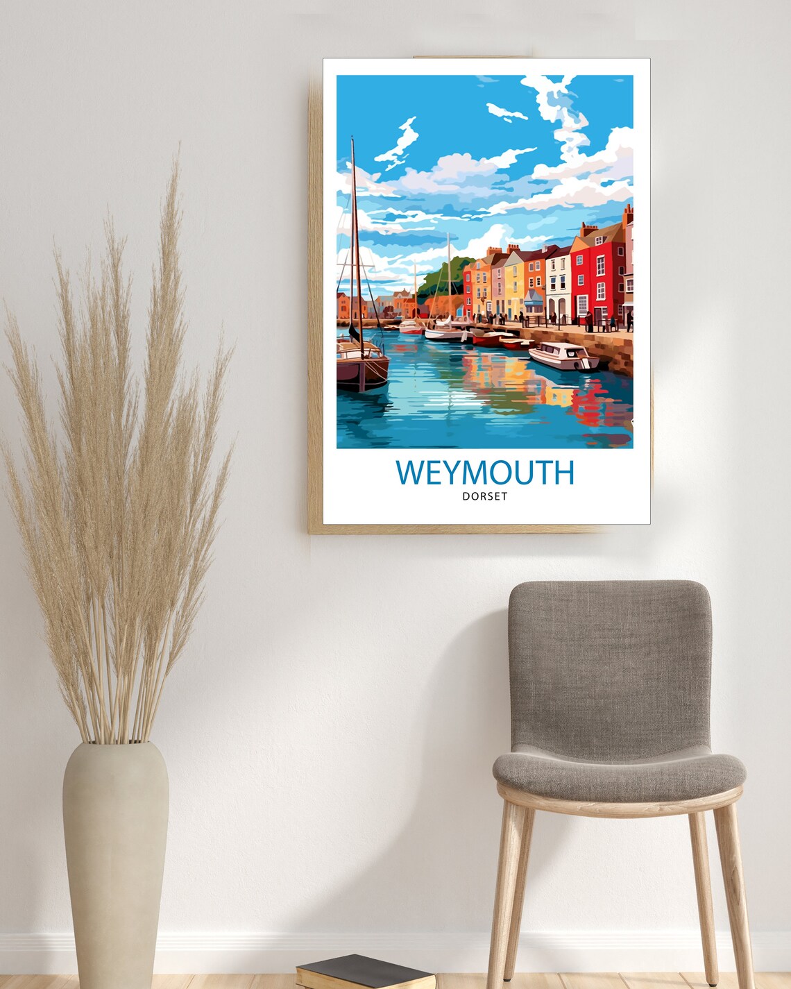 Weymouth Dorset Harbor Colorful Waterfront Houses Sailboat Poster - Image 3