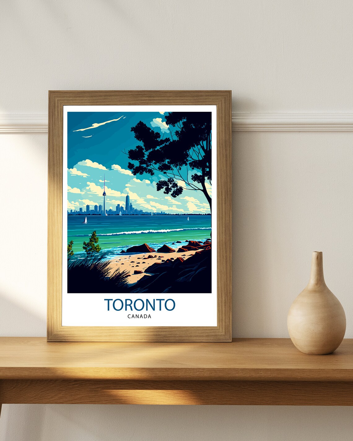 Toronto Canada Skyline CN Tower Beach Vintage Travel Poster Lakefront - Image 3