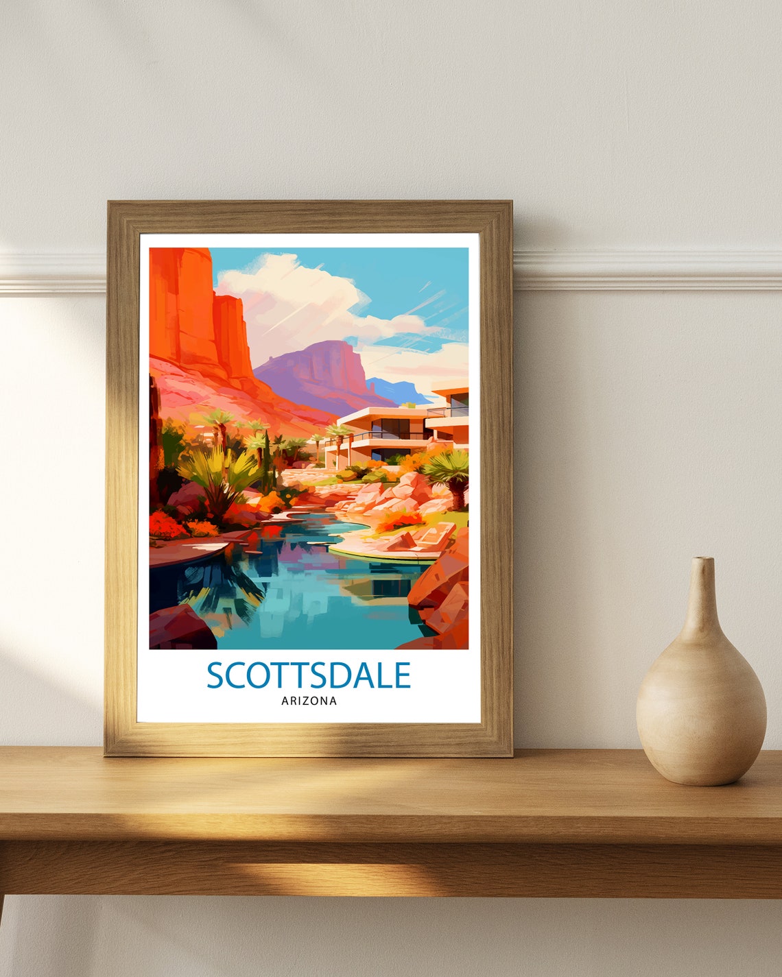 Scottsdale Arizona Travel Poster Scottsdale Wall Art Arizona Desert Print Southwest Travel Decor Scottsdale Illustration Arizona Art Print - Image 2