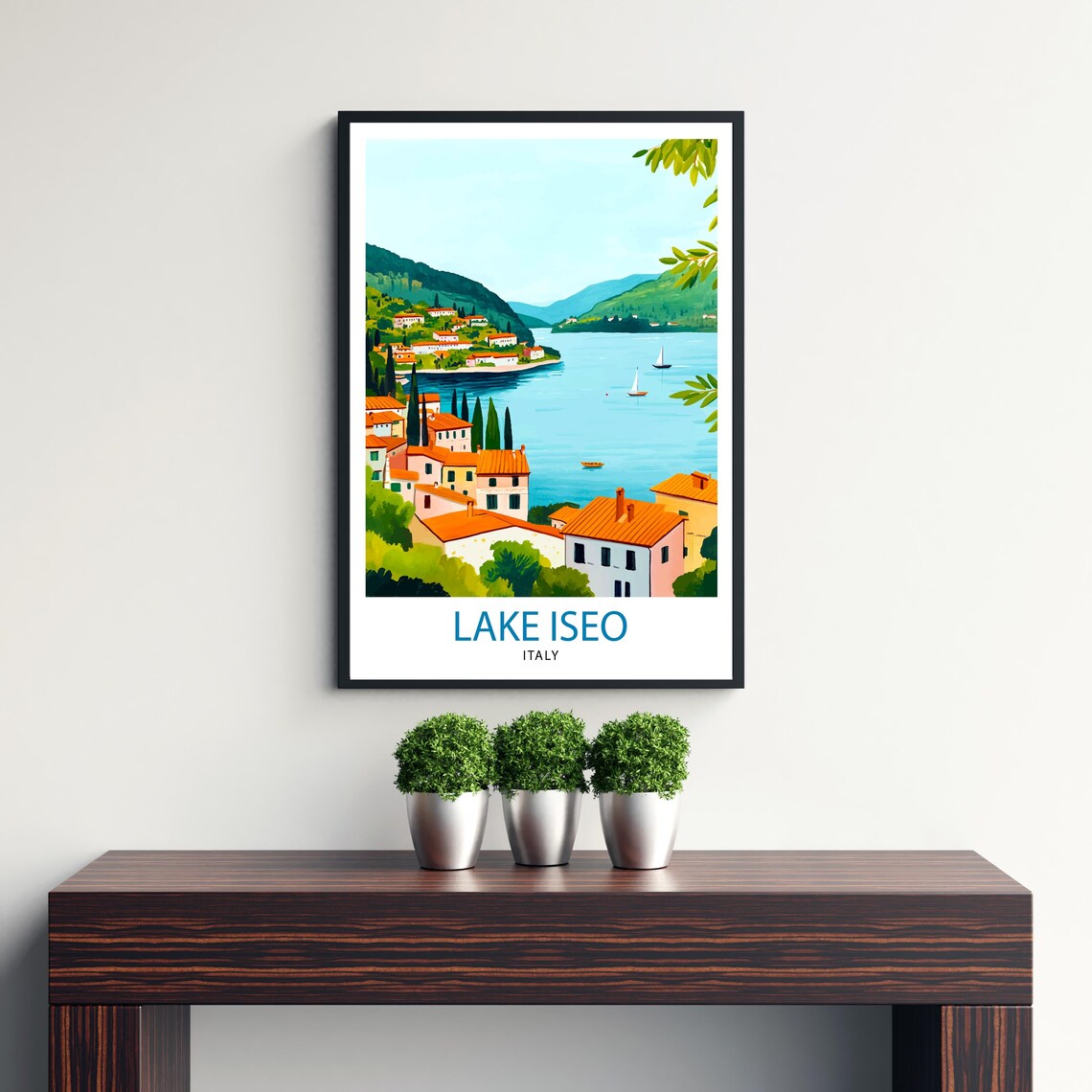 Lake Iseo Italy Travel Poster, Italian Lake Landscape - Image 3