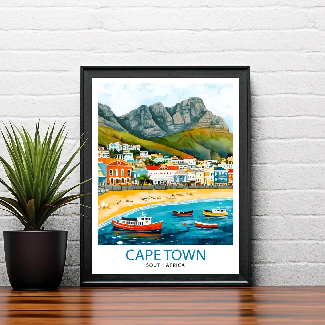 Cape Town South Africa Table Mountain Harbour View Beach Poster - Image 3