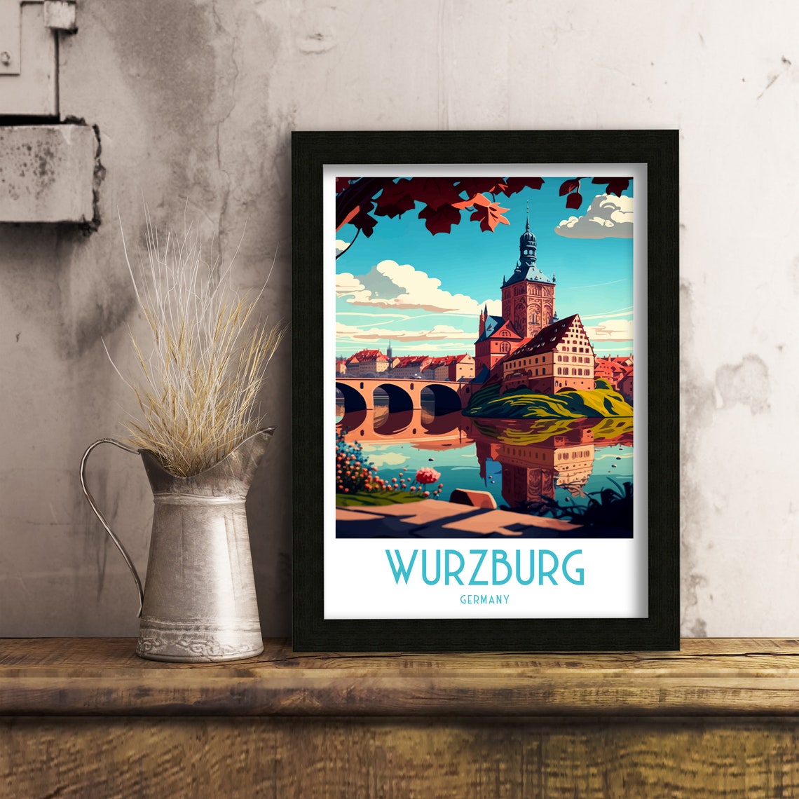 Wurzburg Travel Print Wurzburg Wall Decor Wurzburg Poster Germany Travel Prints Wurzburg Art Print Wurzburg Germany Illustration Wurzburg - Image 3