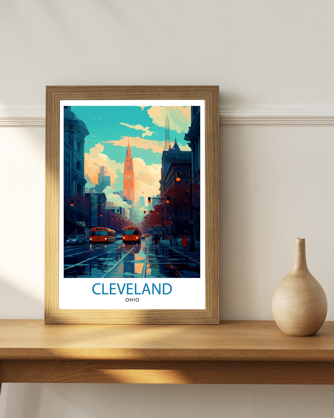 Cleveland Ohio Travel Print Cleveland Wall Decor Cleveland Poster Usa Travel Prints Cleveland Art Print Cleveland Illustration Cleveland - Image 2