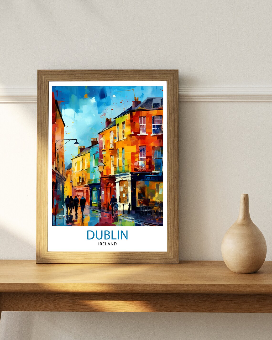 Dublin Ireland Cityscape Art Print, Temple Bar Scene - Image 2