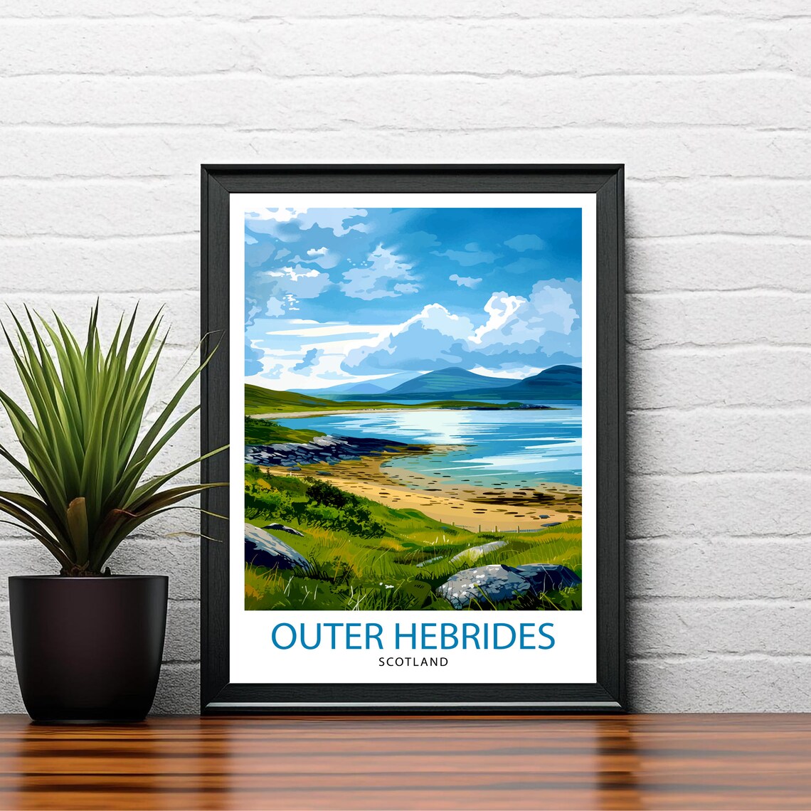 Outer Hebrides Scotland Wild Coastline Landscape Travel Poster - Image 2