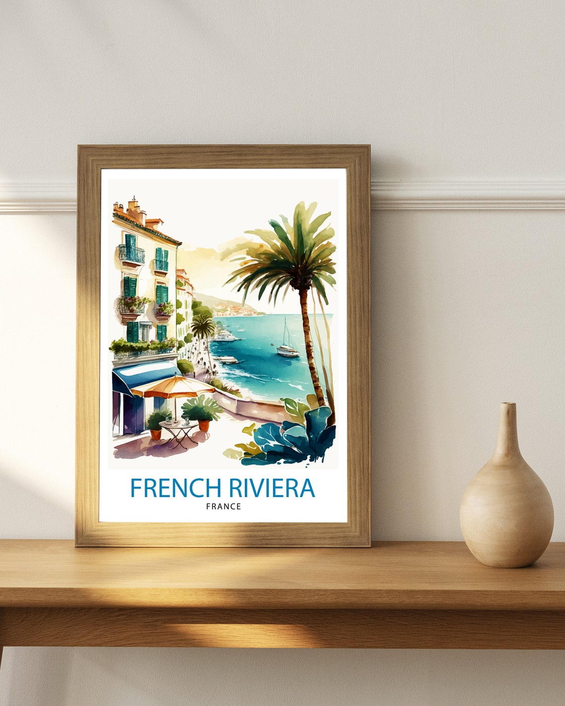 French Riviera Travel Print Riviera Wall Decor French Riviera Poster Mediterranean Travel Prints Riviera Art Print French Riviera - Image 2