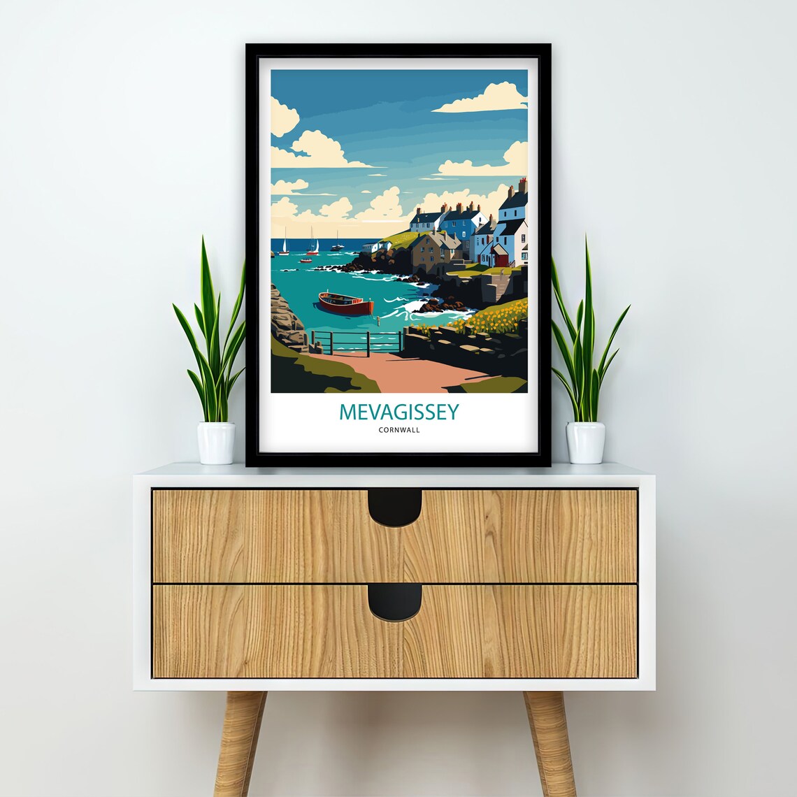 Mevagissey Cornwall Travel Poster, Art Print - Image 2