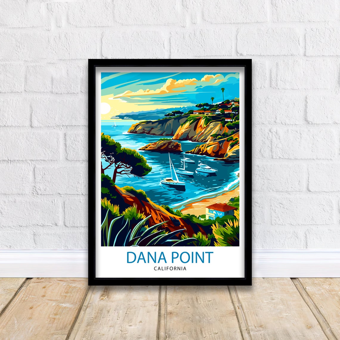 Dana Point California Cove Sailboats Sunset Coast Travel Poster