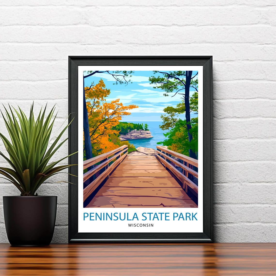 Peninsula State Park Wisconsin Lake Boardwalk Nature Travel Poster - Image 2