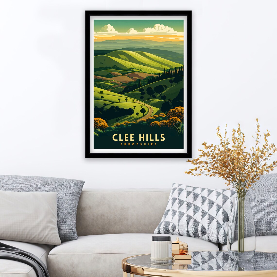 Clee Hills Travel Poster, Shropshire UK Landscape - Image 2