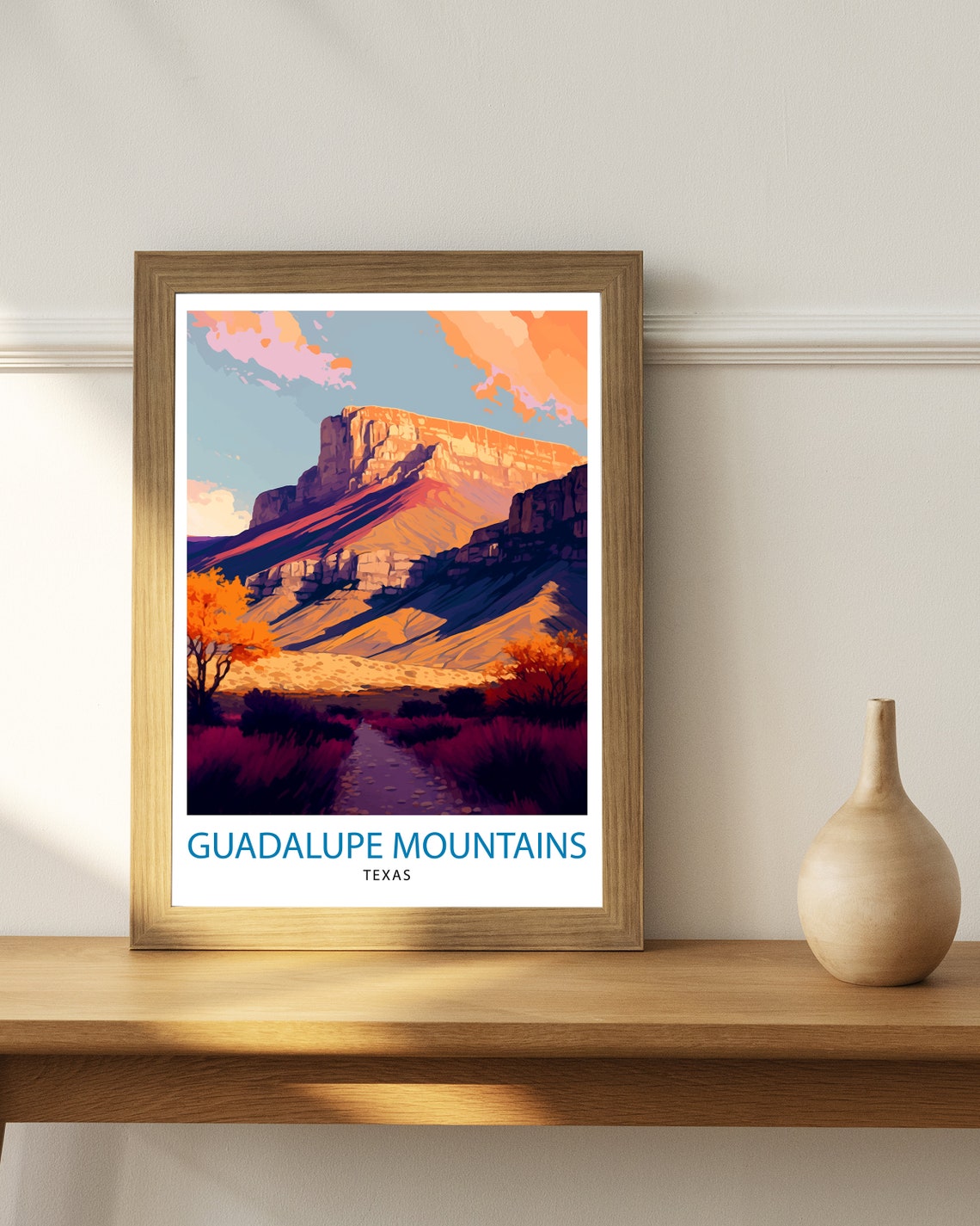 Guadalupe Mountains Texas Desert Mesa Sunset Landscape Poster - Image 3
