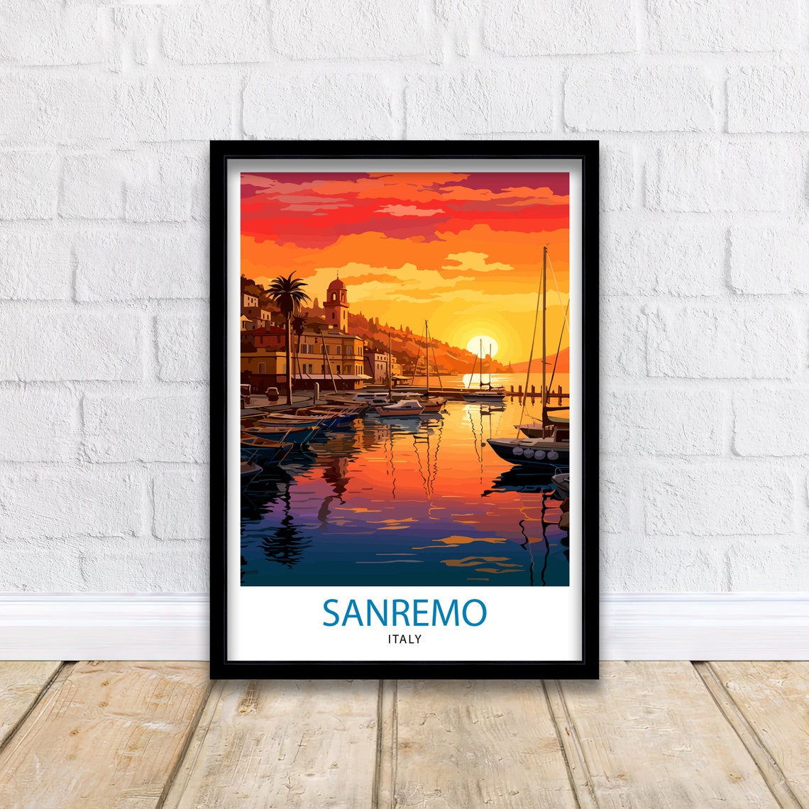 Sanremo Italy Travel Print Sanremo Wall Decor Sanremo Poster Italy Travel Prints Sanremo Art Print Sanremo Illustration Sanremo Wall Art - Image 2