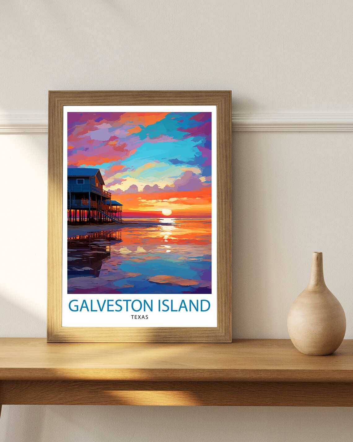 Galveston Island Texas Travel Poster, Coastal Decor - Image 3