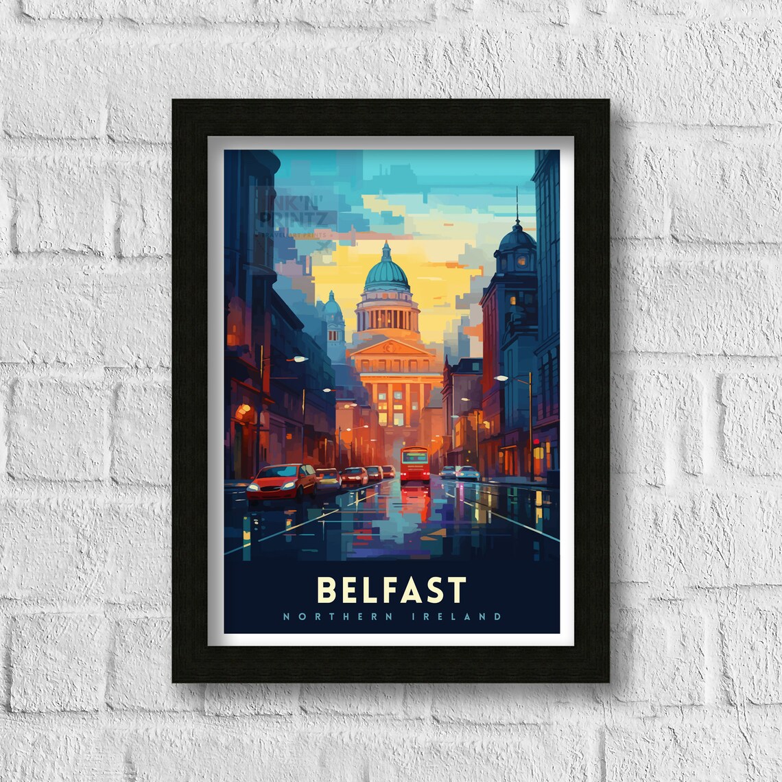 Belfast Northern Ireland Travel Poster, Cityscape Illustration - Image 3