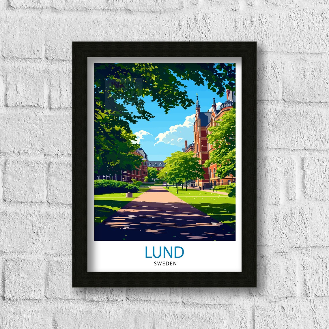 Lund Sweden Travel Poster, Swedish City Streets - Image 3