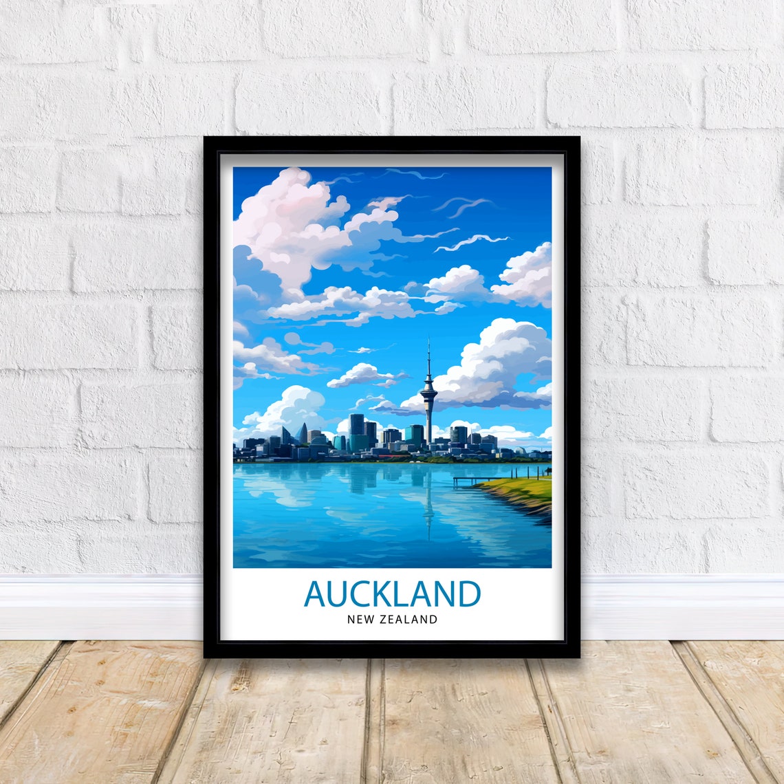 Auckland New Zealand Travel Print Auckland Wall Decor Vibrant City Poster New Zealand Art Skyline Illustration Decorative Wall Art Gift Idea - Image 2